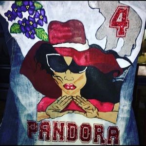 Hand painted denim blazer